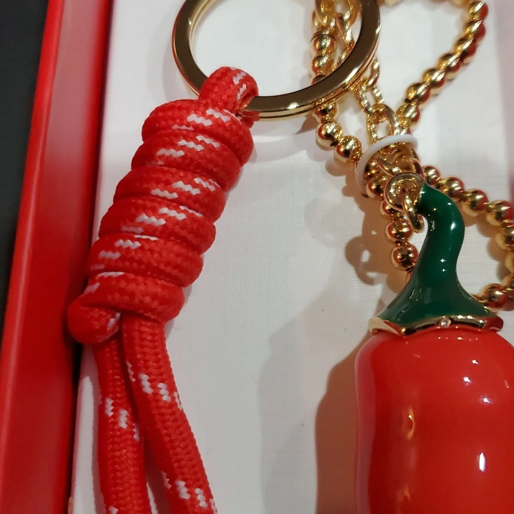 Red hot chili pepper gold plated key chain and bag charm new‎